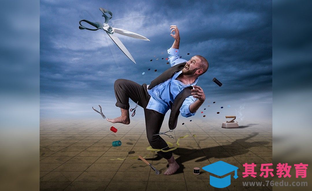 PS-裁缝与剪刀创意合成[平面设计视频教程][海报设计MP4高清全集 ]-第1张图片-我要自学网