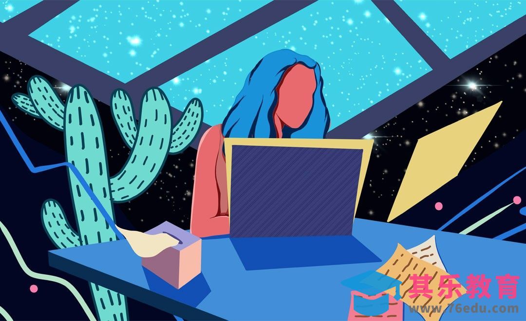 Procreate-深夜加班的女孩-iPad绘画[虎课网绘画插画视频教程][ipad商业插画MP4教程全集 ]-第1张图片-我要自学网