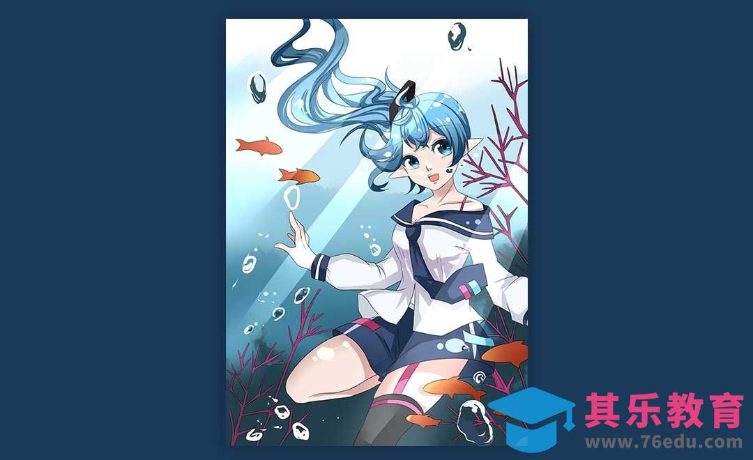 SAI-动漫插画-水中的女孩[虎课网绘画插画视频教程][ipad商业插画MP4教程全集 ]-第1张图片-我要自学网