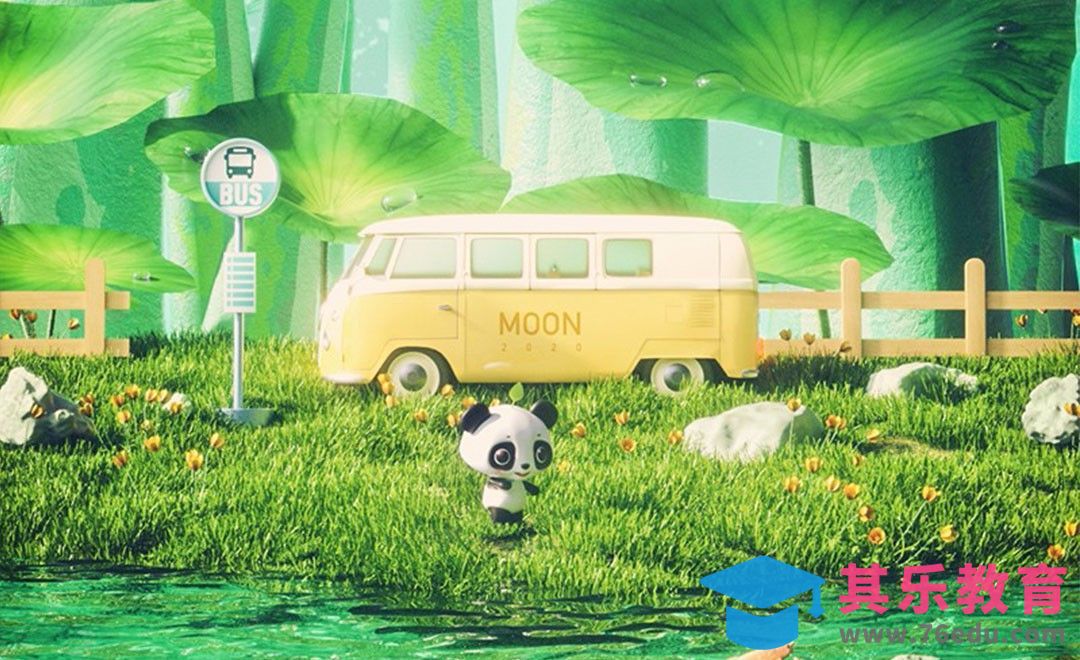 C4D+OC-熊猫巴士卡通小场景建模[虎课网C4D设计视频教程][产品数码建模MP4教程全集 ]-第1张图片-我要自学网