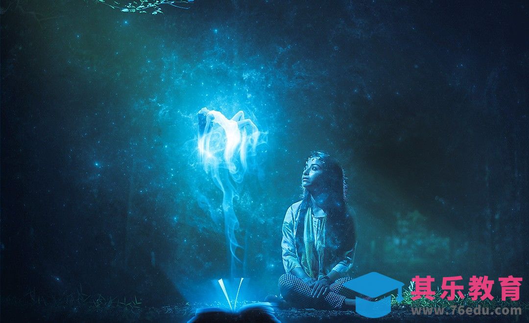 PS-蓝色森林的精灵-梦幻合成[平面设计视频教程][海报设计MP4高清全集 ]-第1张图片-我要自学网