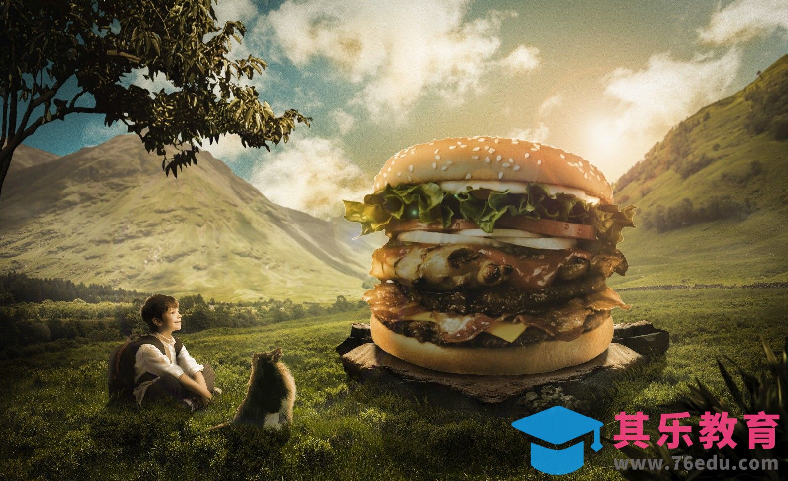 PS-超级大汉堡合成[平面设计视频教程][海报设计MP4高清全集 ]-第1张图片-我要自学网