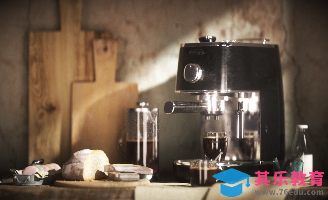 C4D+OC-复古风格咖啡机场景渲染[虎课网C4D设计视频教程][产品数码建模MP4教程全集 ]-第1张图片-我要自学网