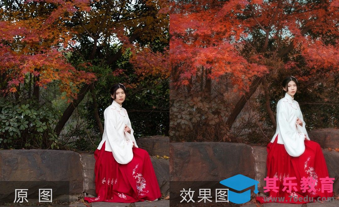 PS-秋分枫叶外景古风人像后期统一环境色[虎课网手机摄影入门视频教程][MP4产品摄影教程全集 ]-第1张图片-我要自学网