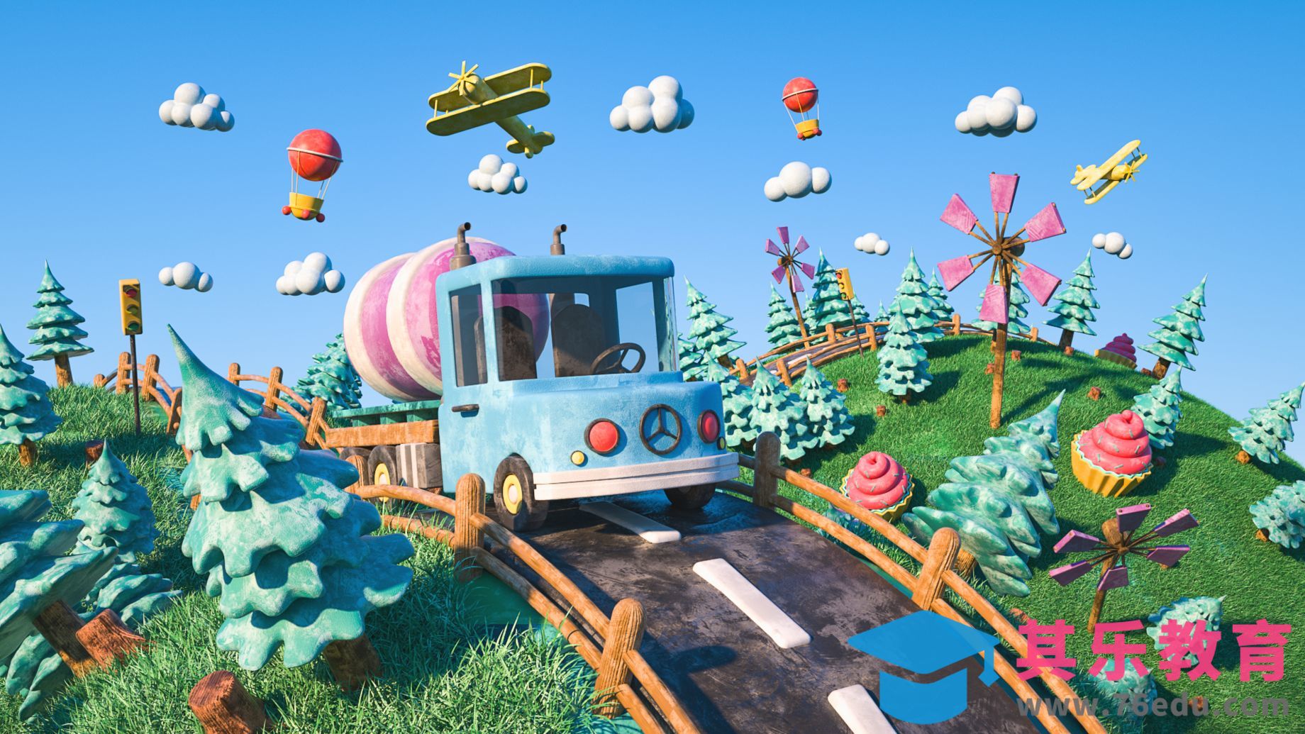 C4D+OC-卡通汽车旅行场景建模（上）[虎课网C4D设计视频教程][产品数码建模MP4教程全集 ]-第1张图片-我要自学网