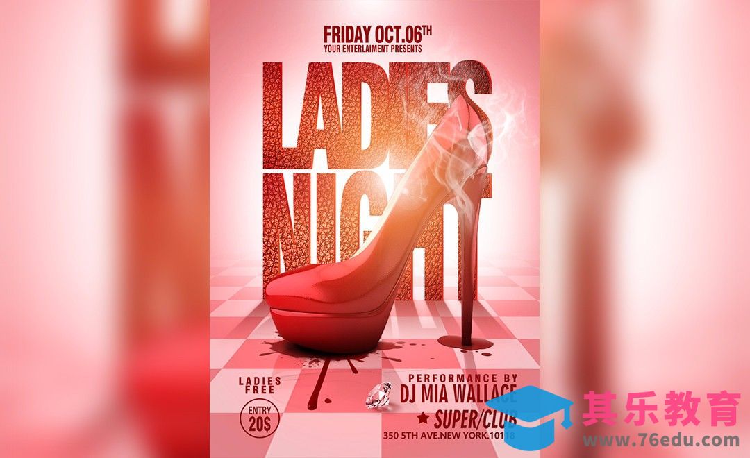 PS-红色高跟鞋 调色海报[虎课网平面设计视频教程][图片排版配色MP4高清全集 ]-第1张图片-我要自学网