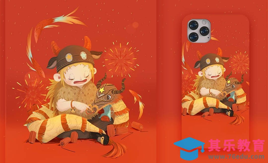 PS-新年贺岁插画（上）[虎课网绘画插画视频教程][ipad商业插画MP4教程全集 ]-第1张图片-我要自学网