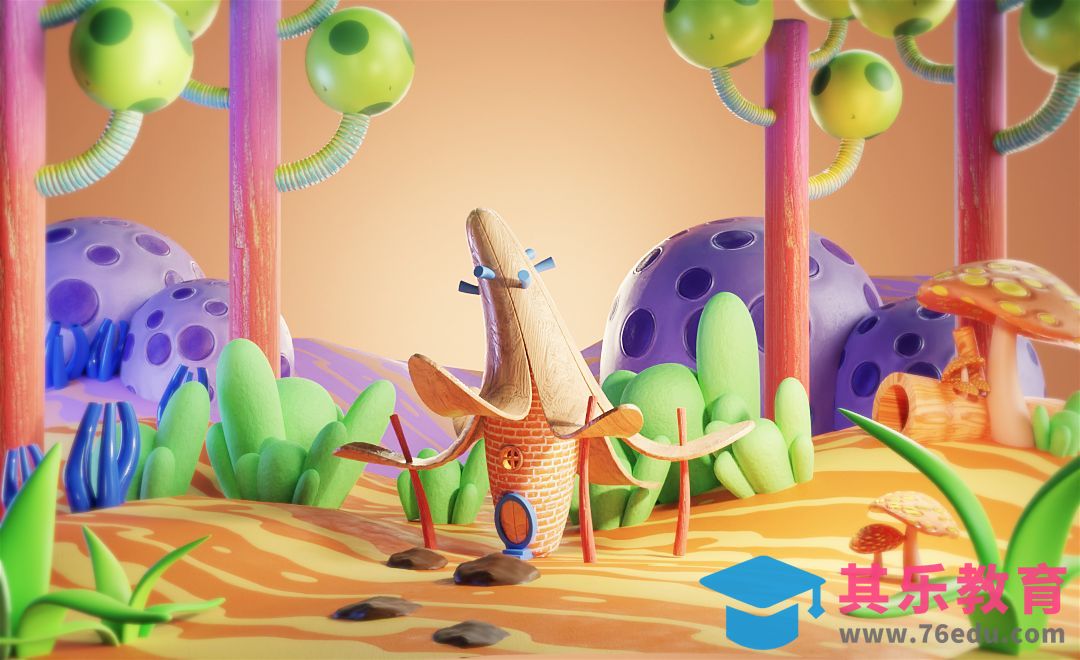 Blender-卡通插画风-香蕉屋建模[虎课网Blender视频教程][Blender建模教程MP4教程全集 ]-第1张图片-我要自学网