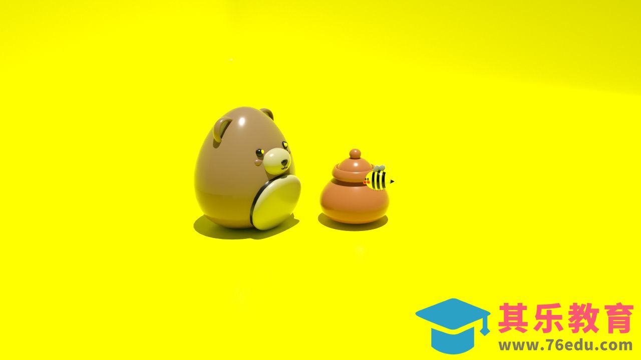C4D-卡通小熊与蜂蜜建模渲染-OC渲染[虎课网C4D设计视频教程][产品数码建模MP4教程全集 ]-第1张图片-我要自学网