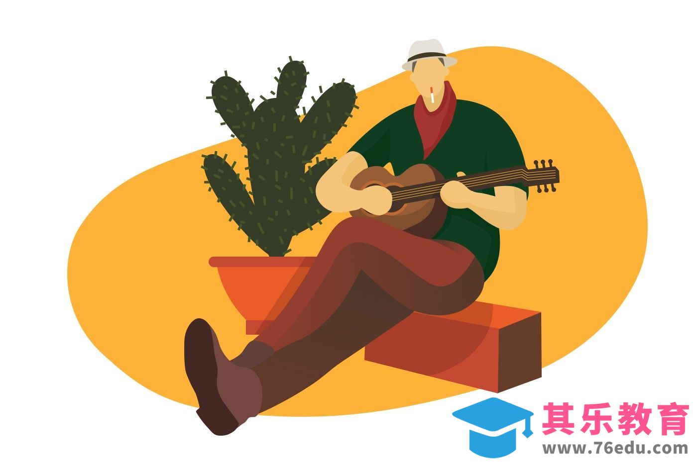 PS-板绘插画-扁平抽象化弹吉他的人[虎课网绘画插画视频教程][ipad商业插画MP4教程全集 ]-第1张图片-我要自学网