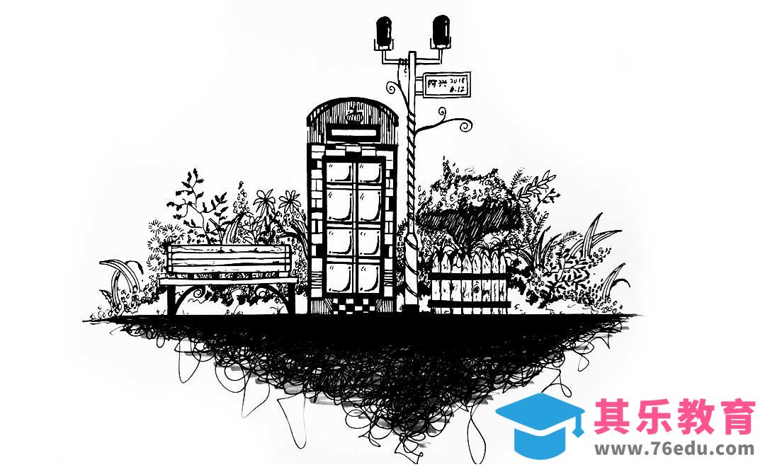 针管笔绘画-黑白插画《路边》[虎课网绘画插画视频教程][ipad商业插画MP4教程全集 ]-第1张图片-我要自学网