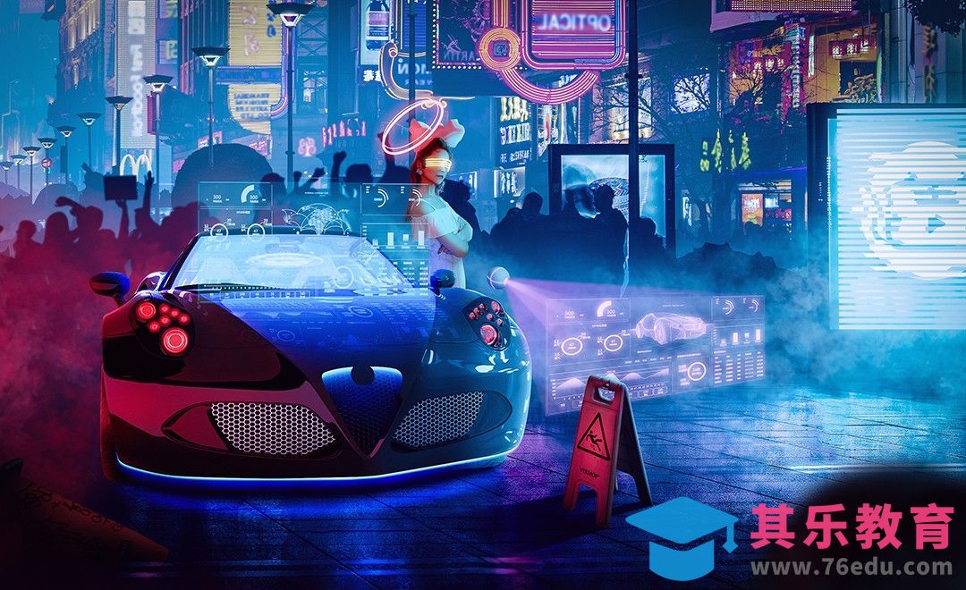 PS-美女飞车赛博朋克风格合成（上）[虎课网平面设计视频教程][图片排版配色MP4高清全集 ]-第1张图片-我要自学网