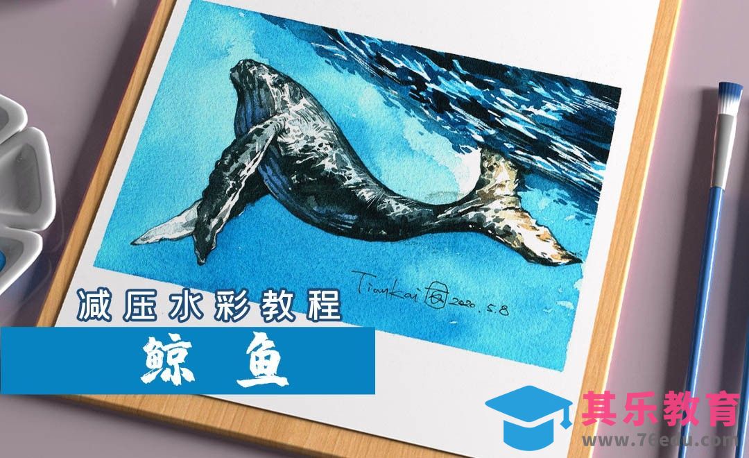 水彩-海洋动物-鲸鱼[虎课网绘画插画视频教程][ipad商业插画MP4教程全集 ]-第1张图片-我要自学网