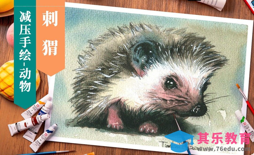【减压手绘动物】水彩- 刺猬[虎课网绘画插画视频教程][ipad商业插画MP4教程全集 ]-第1张图片-我要自学网