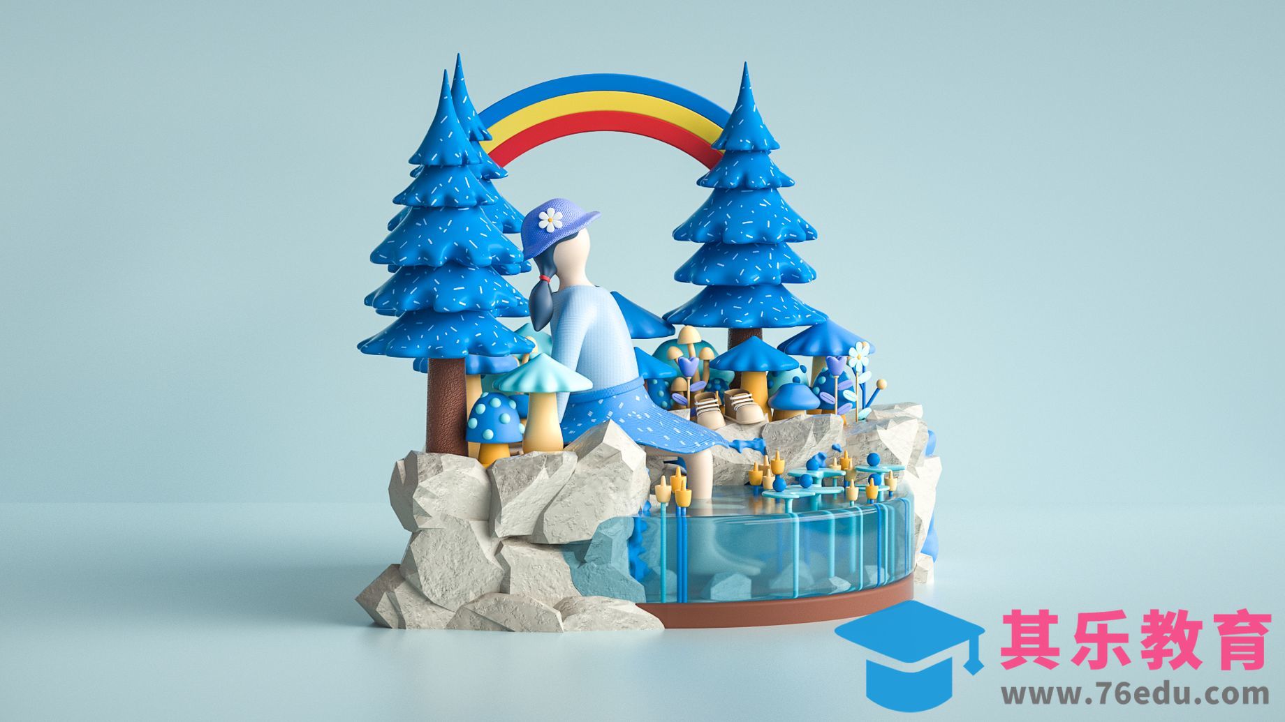 C4D+OC—“蓝野仙踪”场景建模渲染（上）[虎课网C4D设计视频教程][产品数码建模MP4教程全集 ]-第1张图片-我要自学网