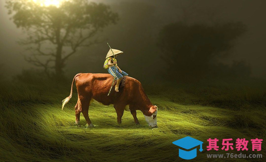 PS-绿野相伴的牧童与牛[平面设计视频教程][海报设计MP4高清全集 ]-第1张图片-我要自学网