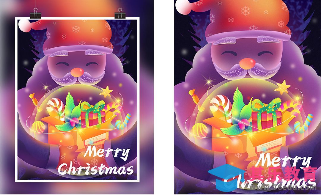 PS-圣诞节梦幻荧光炫彩风节日插画[虎课网绘画插画视频教程][ipad商业插画MP4教程全集 ]-第1张图片-我要自学网