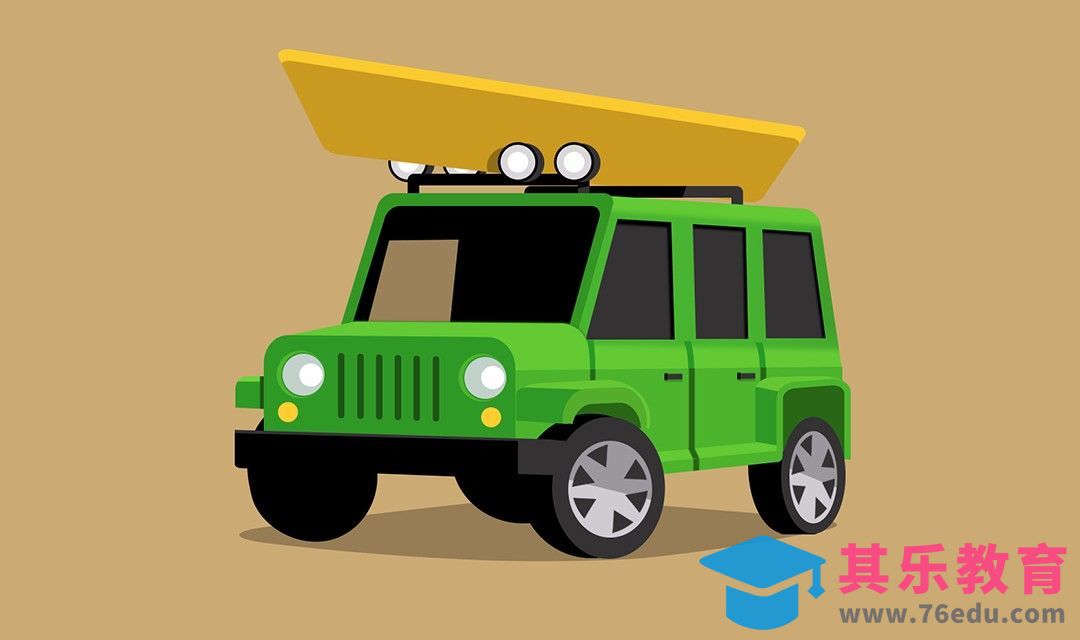PS-鼠绘-绿色汽车[虎课网绘画插画视频教程][ipad商业插画MP4教程全集 ]-第1张图片-我要自学网