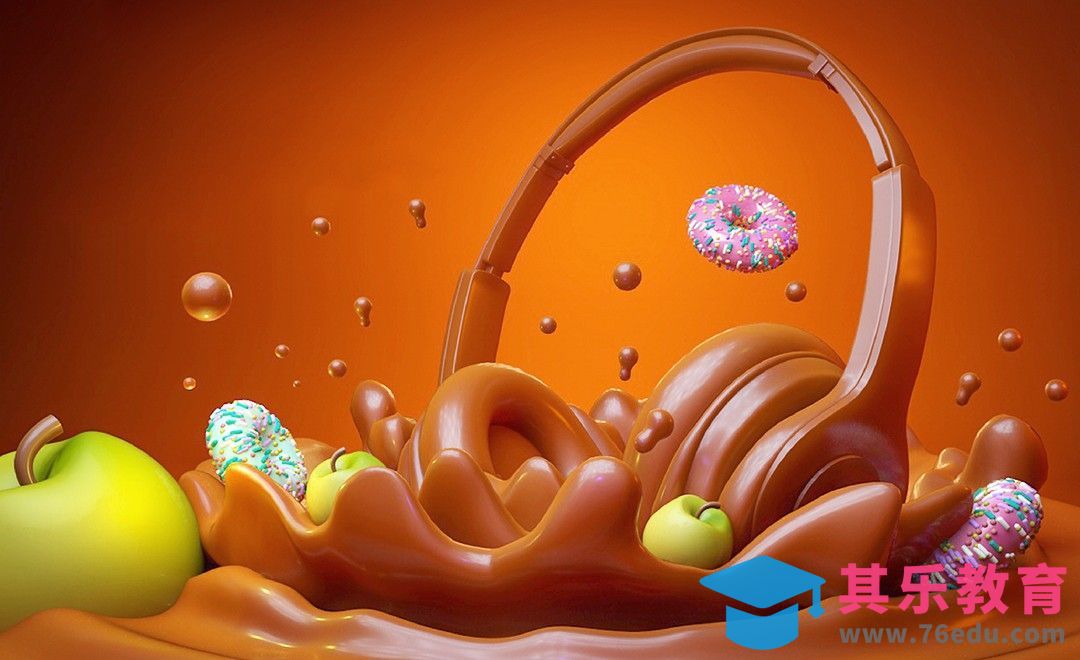 C4D+OC-巧克力耳机创意飞溅效果建模（一）[虎课网C4D设计视频教程][产品数码建模MP4教程全集 ]-第1张图片-我要自学网