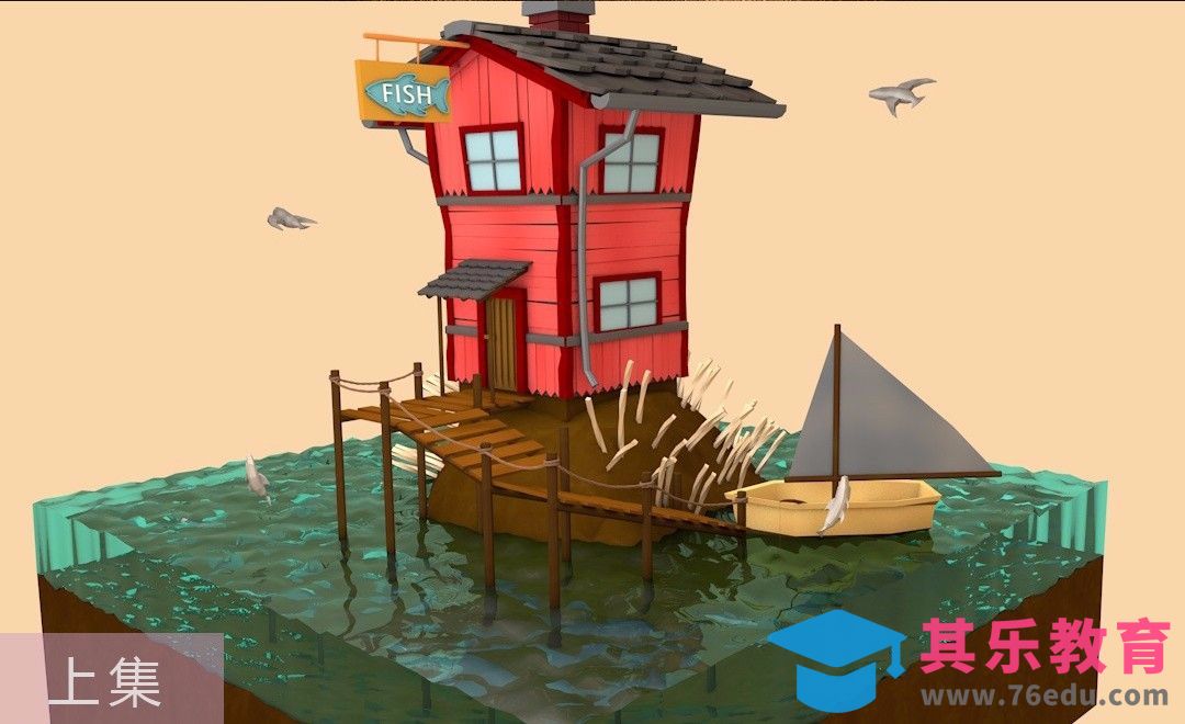 C4D-水榭楼阁-古风场景制作-上集[虎课网C4D设计视频教程][产品数码建模MP4教程全集 ]-第1张图片-我要自学网