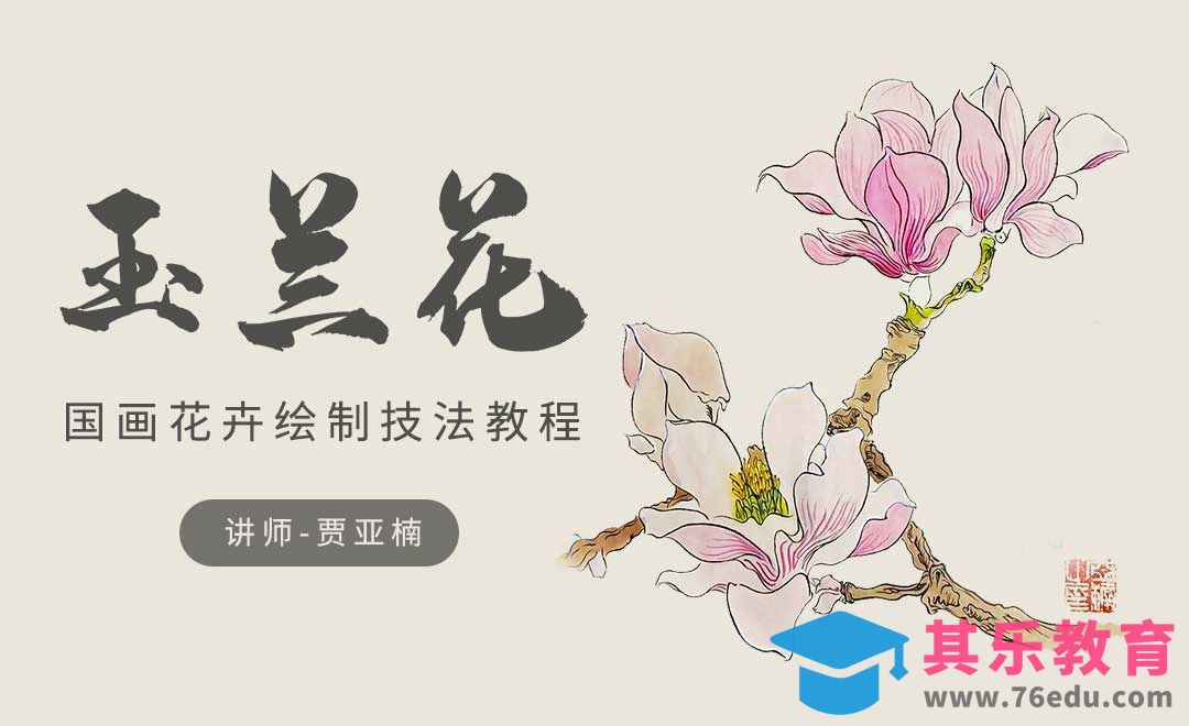 国画花卉绘制技法教程-玉兰花[虎课网绘画插画视频教程][ipad商业插画MP4教程全集 ]-第1张图片-我要自学网