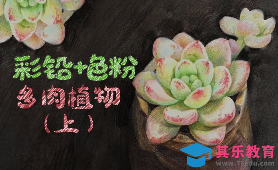 色粉与彩铅-多肉植物（上）[虎课网绘画插画视频教程][ipad商业插画MP4教程全集 ]-第1张图片-我要自学网