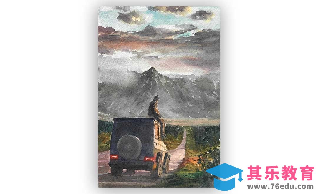 水彩-风景-停车都要看的风景[虎课网绘画插画视频教程][ipad商业插画MP4教程全集 ]-第1张图片-我要自学网