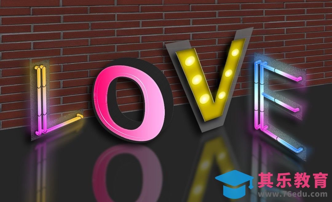 PS-灯光字LOVE[虎课网平面设计视频教程][字体设计教程MP4高清全集 ]-第1张图片-我要自学网
