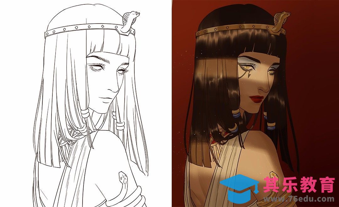 SAI-板绘埃及艳后[虎课网绘画插画视频教程][ipad商业插画MP4教程全集 ]-第1张图片-我要自学网