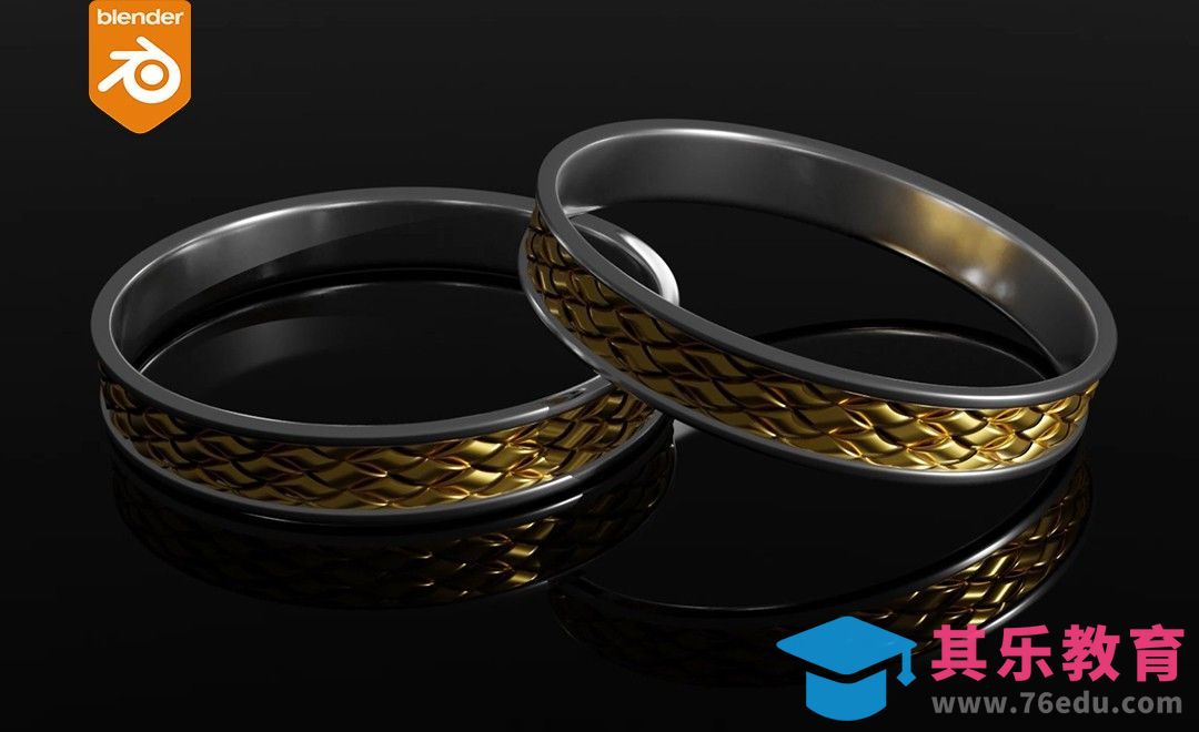Blender-编制纹理情侣金戒指建模渲染[虎课网Blender视频教程][Blender建模教程MP4教程全集 ]-第1张图片-我要自学网