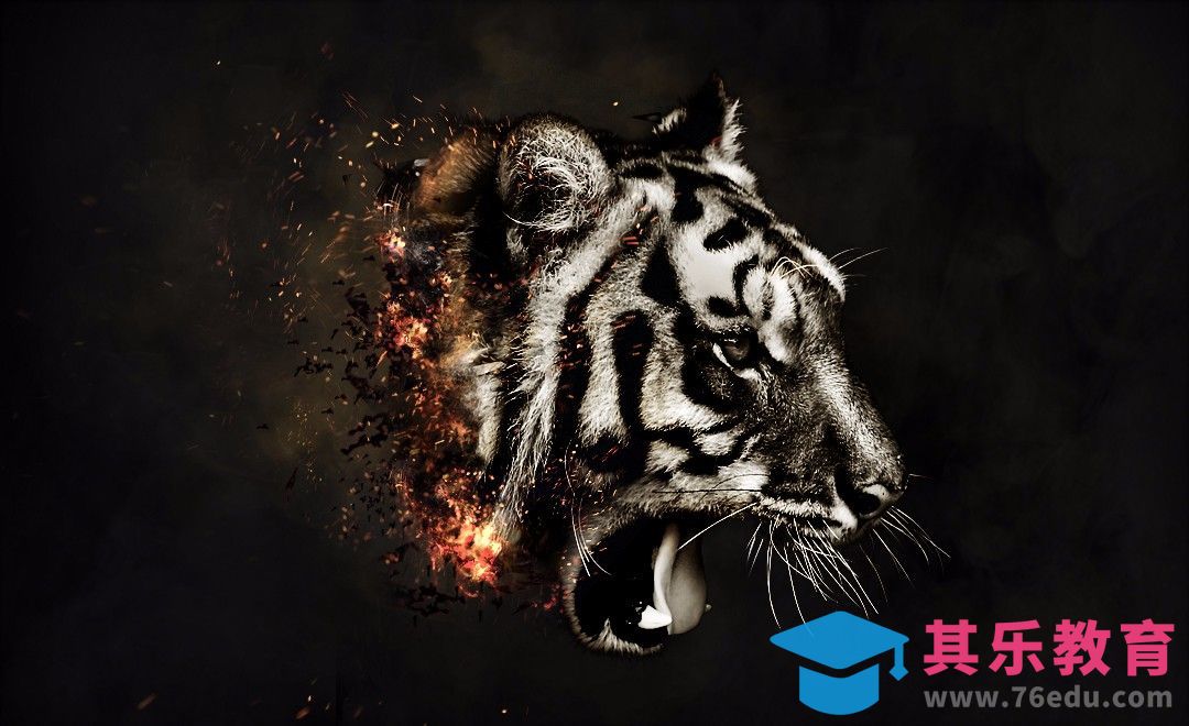 PS-公益创意合成燃烧的老虎[平面设计视频教程][海报设计MP4高清全集 ]-第1张图片-我要自学网