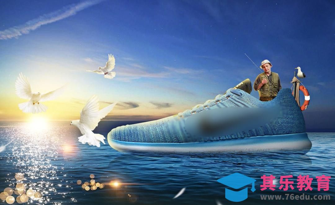 PS-海上运动鞋创意合成[平面设计视频教程][海报设计MP4高清全集 ]-第1张图片-我要自学网