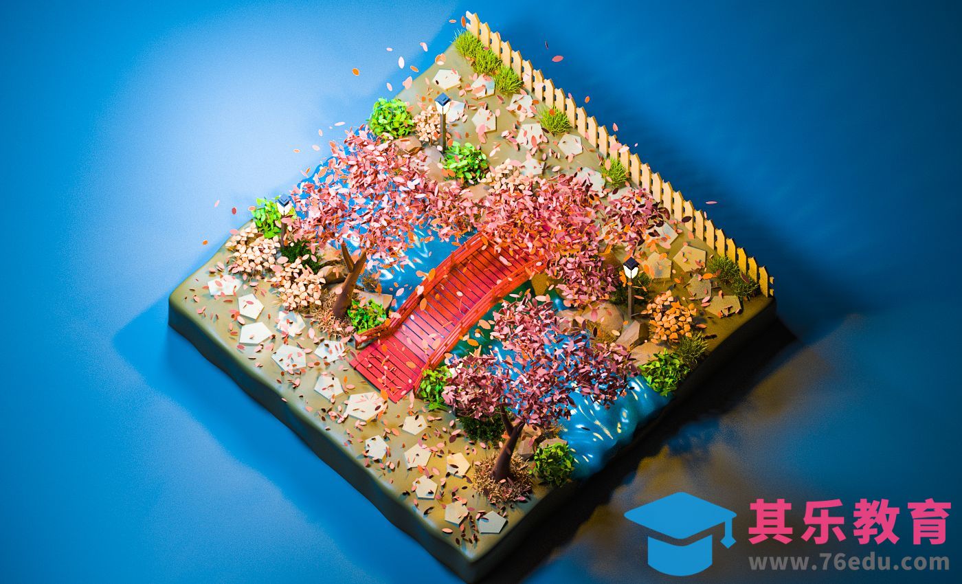 C4D+OC-创意“樱花桥”场景（建模上）[虎课网C4D设计视频教程][产品数码建模MP4教程全集 ]-第1张图片-我要自学网