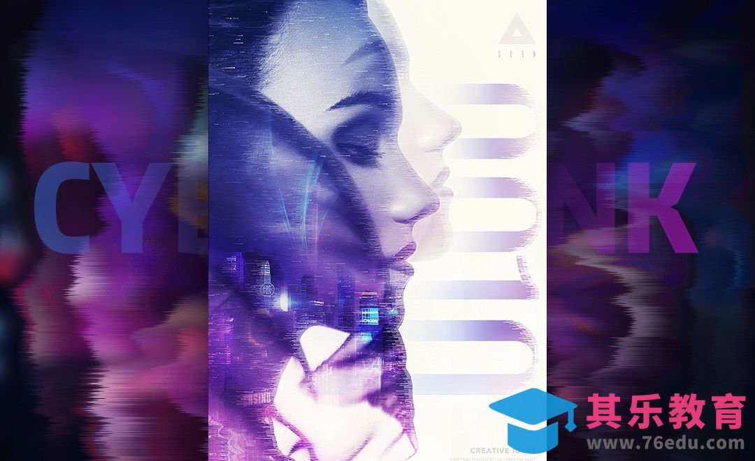 PS-赛博朋克故障风-双重曝光海报[虎课网平面设计视频教程][图片排版配色MP4高清全集 ]-第1张图片-我要自学网