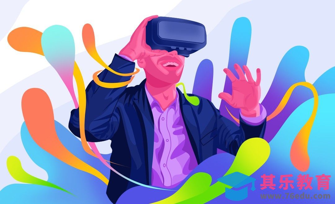 PS-鼠绘-扁平渐变VR眼镜体验男[虎课网绘画插画视频教程][ipad商业插画MP4教程全集 ]-第1张图片-我要自学网