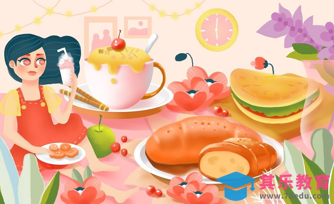 PS- 板绘插画-早餐美食插画[虎课网绘画插画视频教程][ipad商业插画MP4教程全集 ]-第1张图片-我要自学网