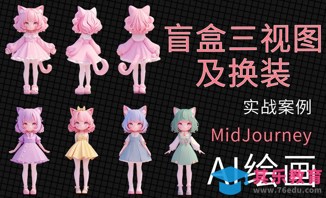 MJ-AI绘画盲盒三视图及换装实战[虎课网AICG人工智能视频教程][MP4高清全集 ]-第1张图片-我要自学网