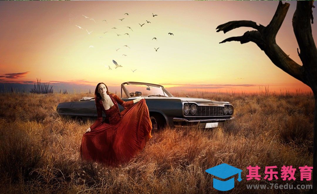 PS-美女荒原-公路风合成[平面设计视频教程][海报设计MP4高清全集 ]-第1张图片-我要自学网