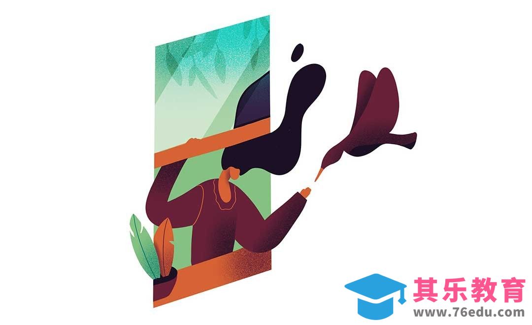 PS-板绘-肌理质感扁平插图-飞翔[虎课网绘画插画视频教程][ipad商业插画MP4教程全集 ]-第1张图片-我要自学网