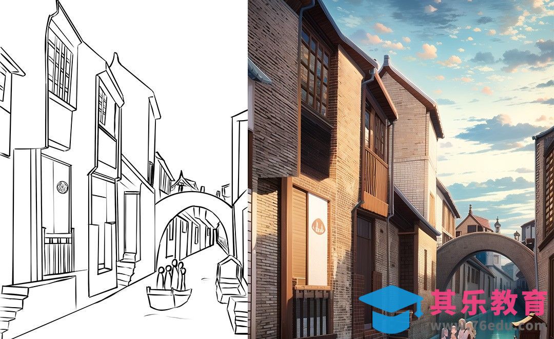 Stable Diffusion轻松给场景线稿上色-AI智能绘画[虎课网AICG人工智能视频教程][MP4高清全集 ]-第1张图片-我要自学网