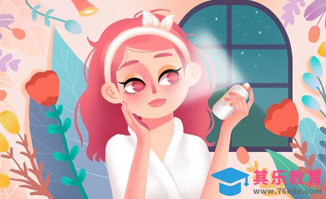 PS- 秋季补水护肤的少女日常板绘插画[虎课网绘画插画视频教程][ipad商业插画MP4教程全集 ]-第1张图片-我要自学网