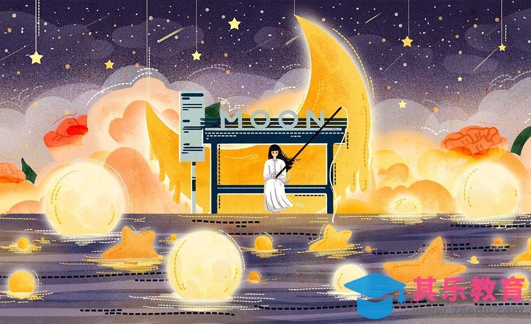 PS-板绘-治愈星空肌理插画[虎课网绘画插画视频教程][ipad商业插画MP4教程全集 ]-第1张图片-我要自学网