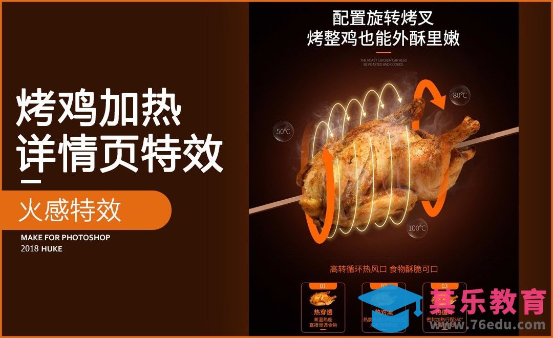 PS-烤鸡循环热风特效[虎课网电商运营视频教程][最新电商教程全集MP4 ]-第1张图片-我要自学网