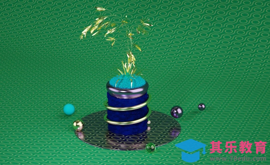 C4D-唯美小场景金属树叶制作-OC渲染[虎课网C4D设计视频教程][产品数码建模MP4教程全集 ]-第1张图片-我要自学网