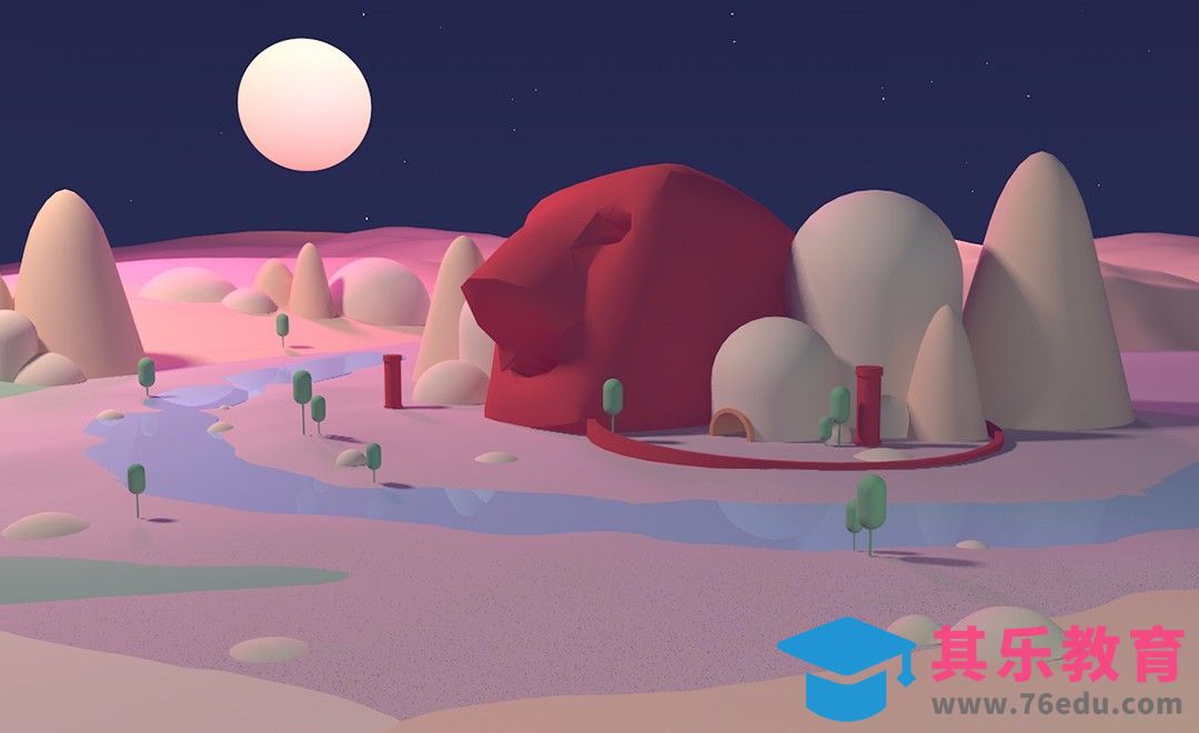 C4D-虚拟村落白天夜晚效果渲染[虎课网C4D设计视频教程][产品数码建模MP4教程全集 ]-第1张图片-我要自学网