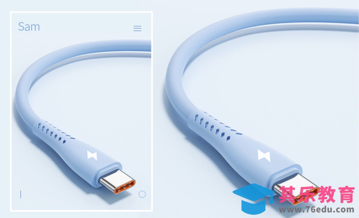 C4D+OC-液态硅胶数据线渲染-塑料及金属细腻材质表现[虎课网C4D设计视频教程][产品数码建模MP4教程全集 ]-第1张图片-我要自学网