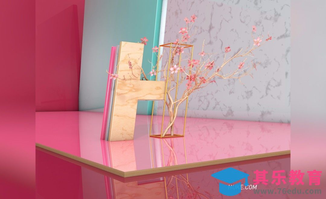 C4D-典雅艺术字小场景搭建及材质渲染[虎课网C4D设计视频教程][产品数码建模MP4教程全集 ]-第1张图片-我要自学网