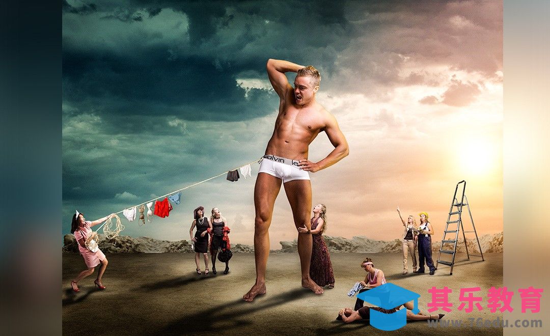 PS-巨人小人趣味合成[平面设计视频教程][海报设计MP4高清全集 ]-第1张图片-我要自学网