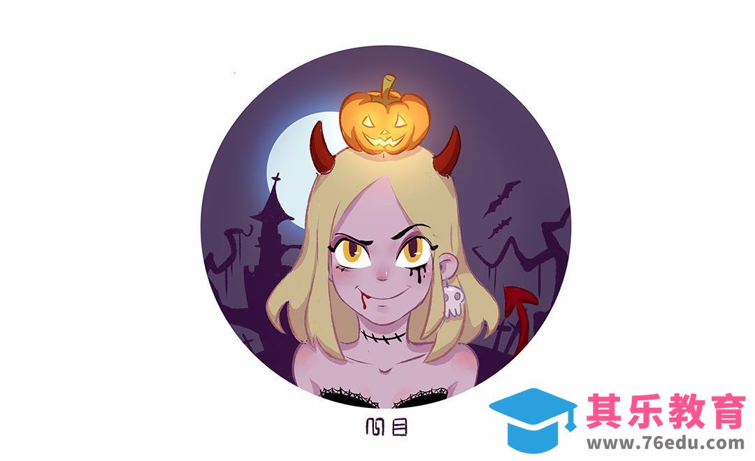 SAI-板绘-万圣节女生头像绘制[虎课网绘画插画视频教程][ipad商业插画MP4教程全集 ]-第1张图片-我要自学网
