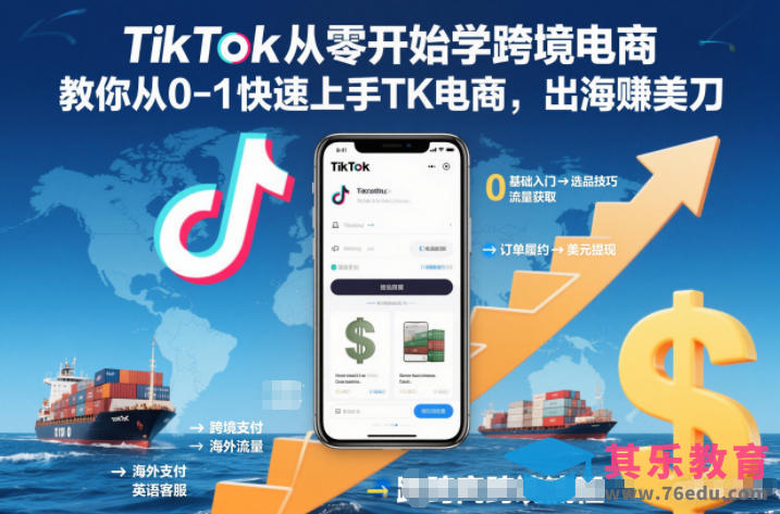 TikTok从零开始学跨境电商,教你从0-1快速上手TK电商,出海賺美刀-第1张图片-我要自学网 TikTok从零开始学跨境电商,教你从0-1快速上手TK电商,出海賺美刀-第1张图片-我要自学网